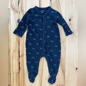GAP Blue Footies One Piece with green car Print